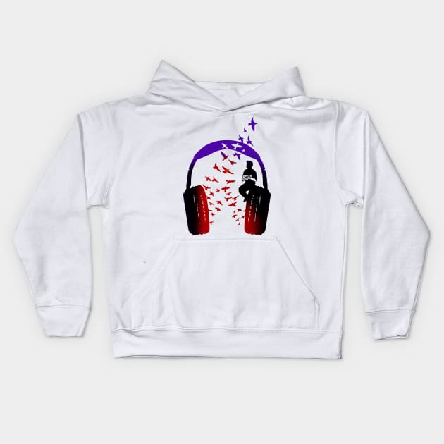 Headphone Music Ukulele Kids Hoodie by barmalisiRTB